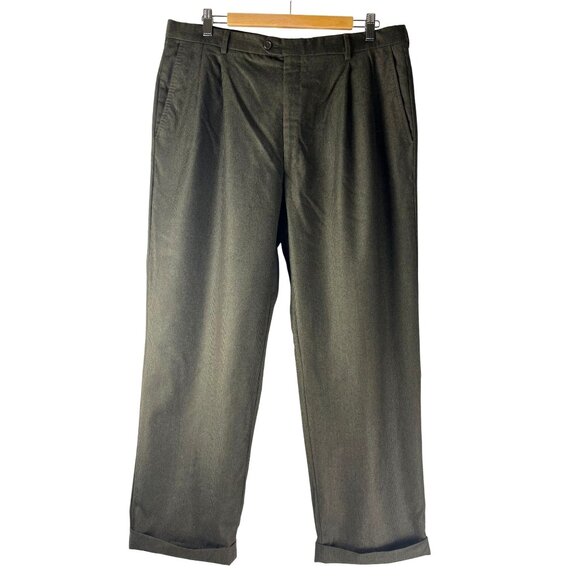 Vintage Chiavari Zignone Super 100 Italian Wool Dark Olive Green Trousers, Mens - Picture 1 of 9